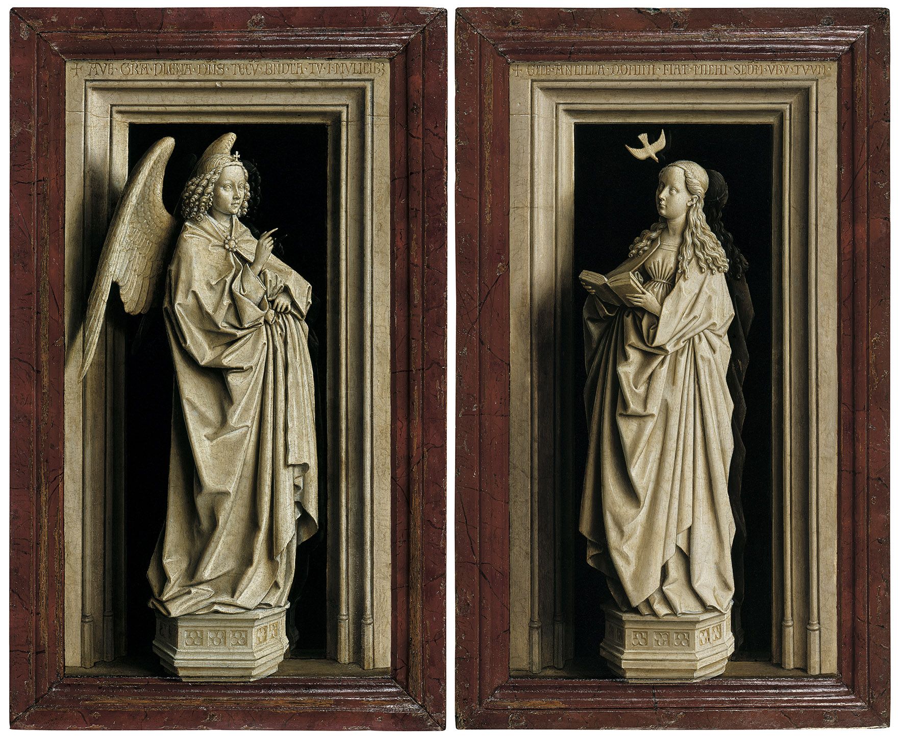 The Annunciation Diptych (The Archangel Gabriel; The Virgin Mary),  Jan van Eyck about 1433–5 © Museo Thyssen-Bornemisza. Madrid