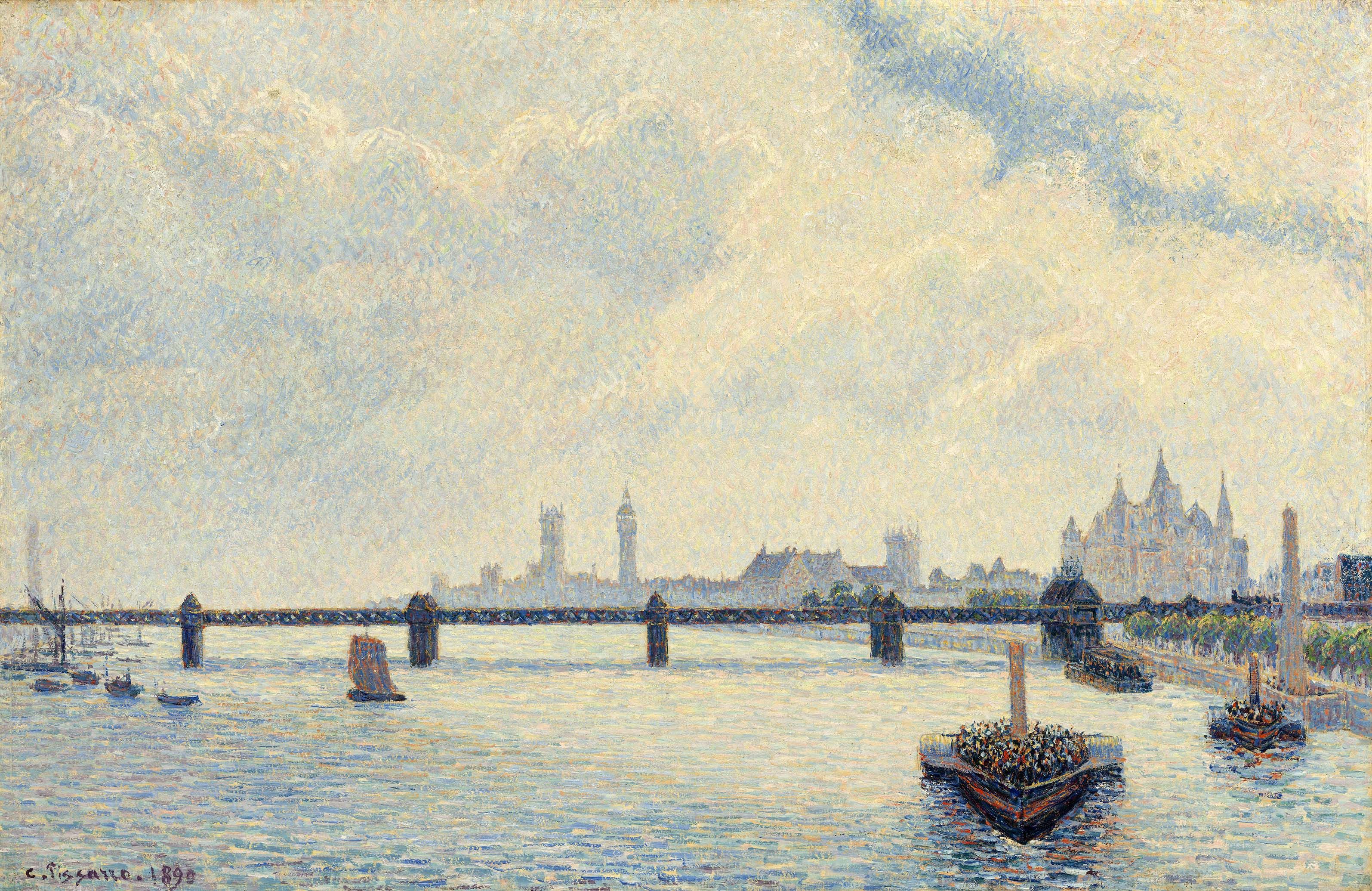 Camille Pissarro Charing Cross Bridge 1890 Oil paint on canvas 600 x 924 mm National Gallery of Art (Washington, USA)