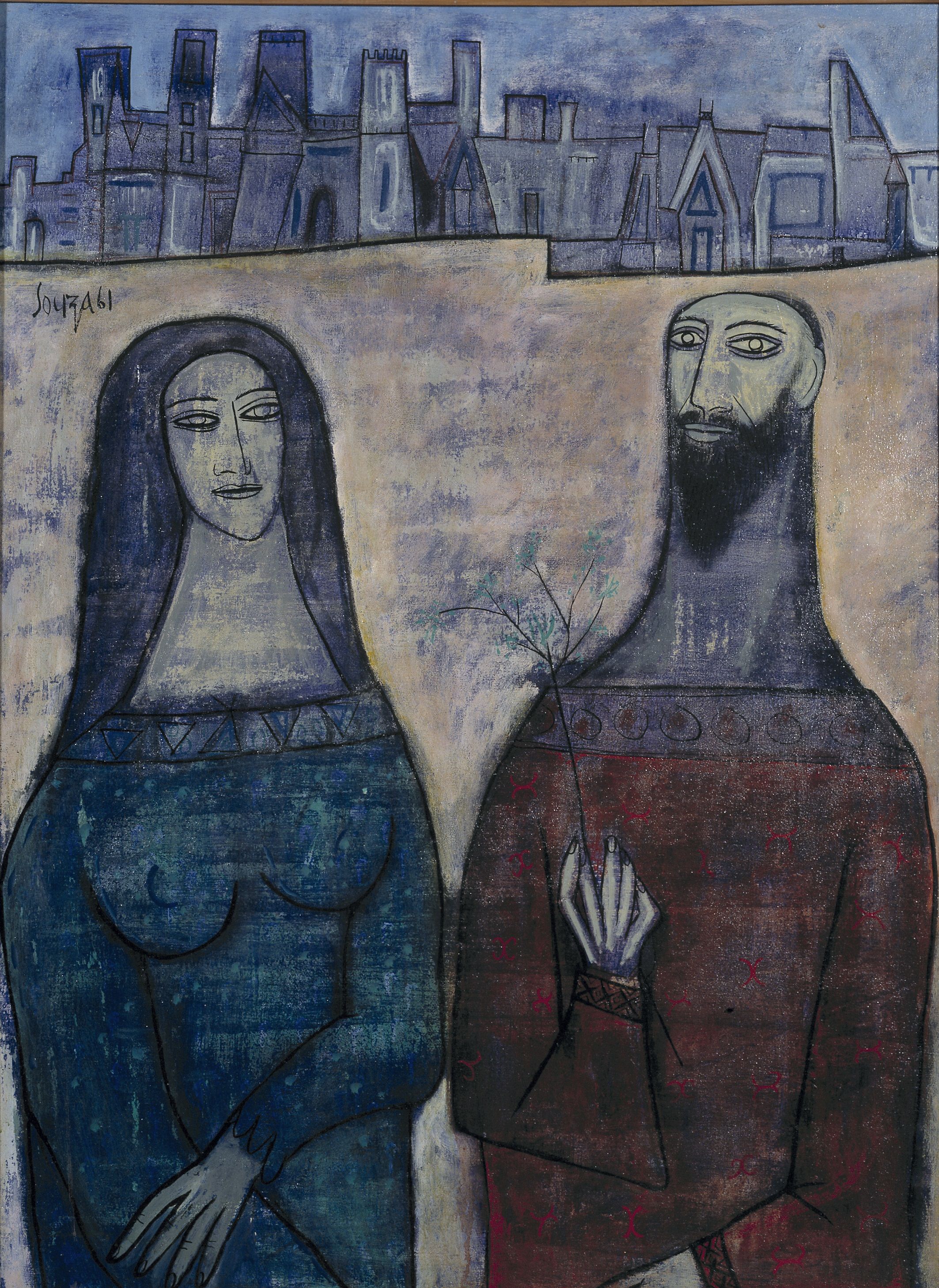 F.N. Souza 1924-2002 Two Saints in a Landscape 1961 Acrylic paint on canvas 1283 x 959 mm Tate  © The estate of F.N. Souza