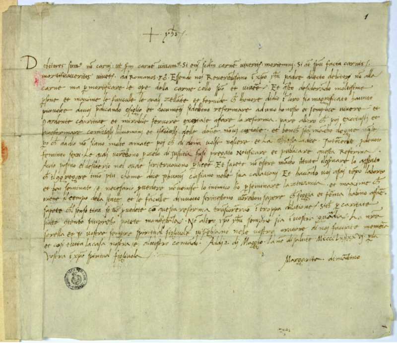 Margarita di Martino, Letter to Savonarola Florence, May 2th 1496
