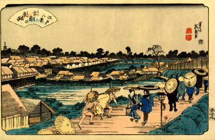 Keisai Eisen (1790-1848) Yoshiwara no yoru no ame “Notte di pioggia allo Yoshiwara”