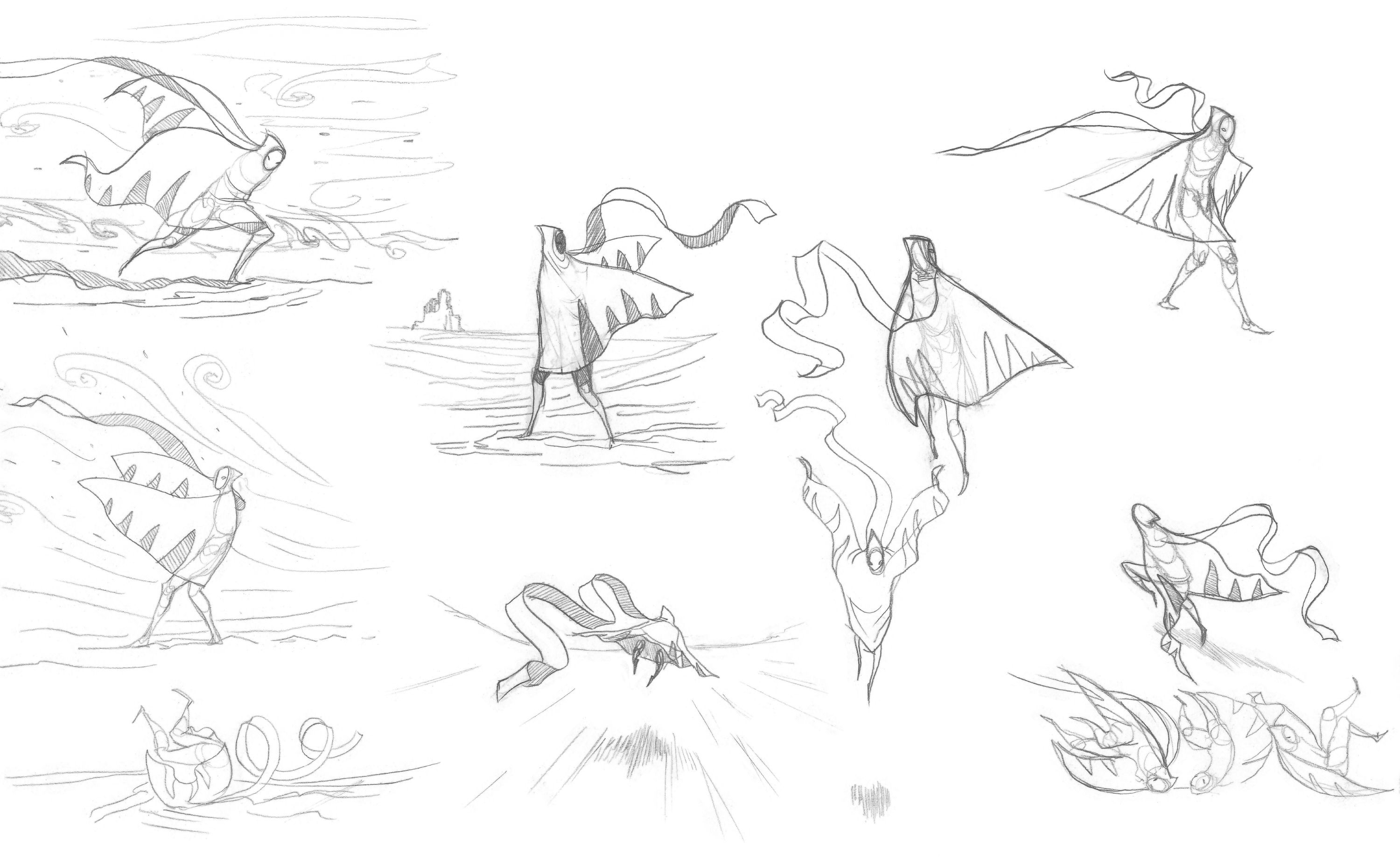 Character sketches, Journey™ ©2012, 2014 Sony Interactive Entertainment LLC. Journey is a trademark of Sony Interactive Entertainment LLC. Developed by Thatgamecompany.