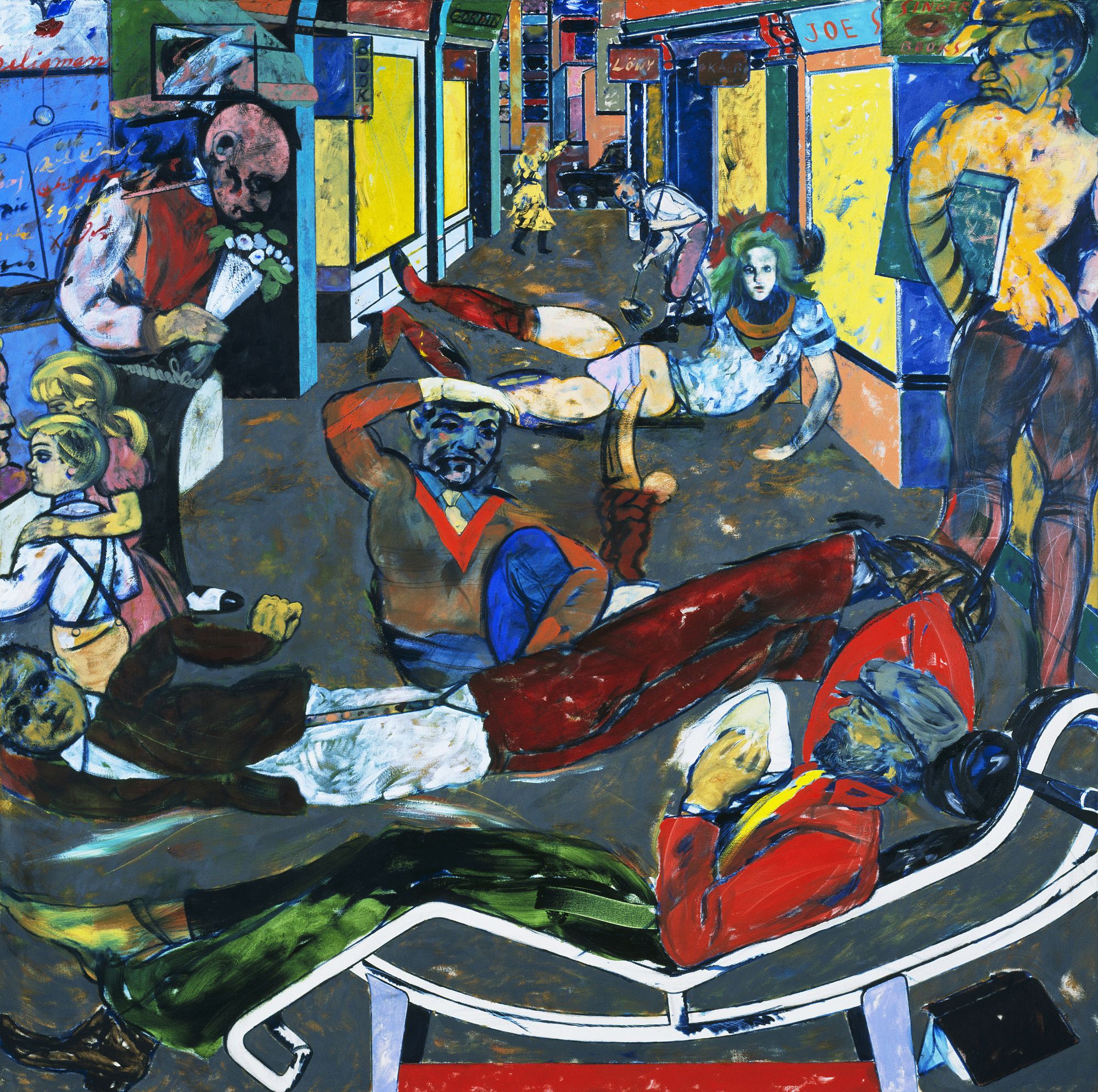 R. B. Kitaj  Cecil Court, London W. C. 2 (The Refugees), 1983–1984 Oil paint on canvas 183 × 183 Tate. Purchased 1985  Credit: © Tate, London 2018