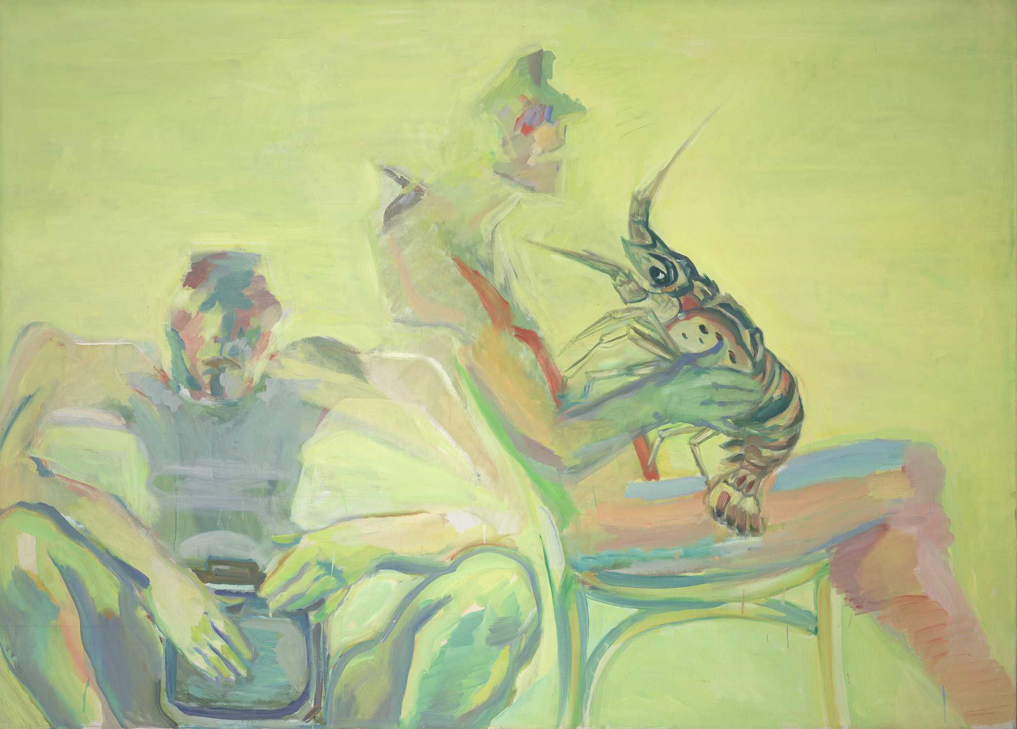 Maria Lassnig Double Self-Portrait with Lobster, 1979 Oil on canvas The Albertina Museum, Vienna – Permanent loan, private collection © Maria Lassnig Foundation