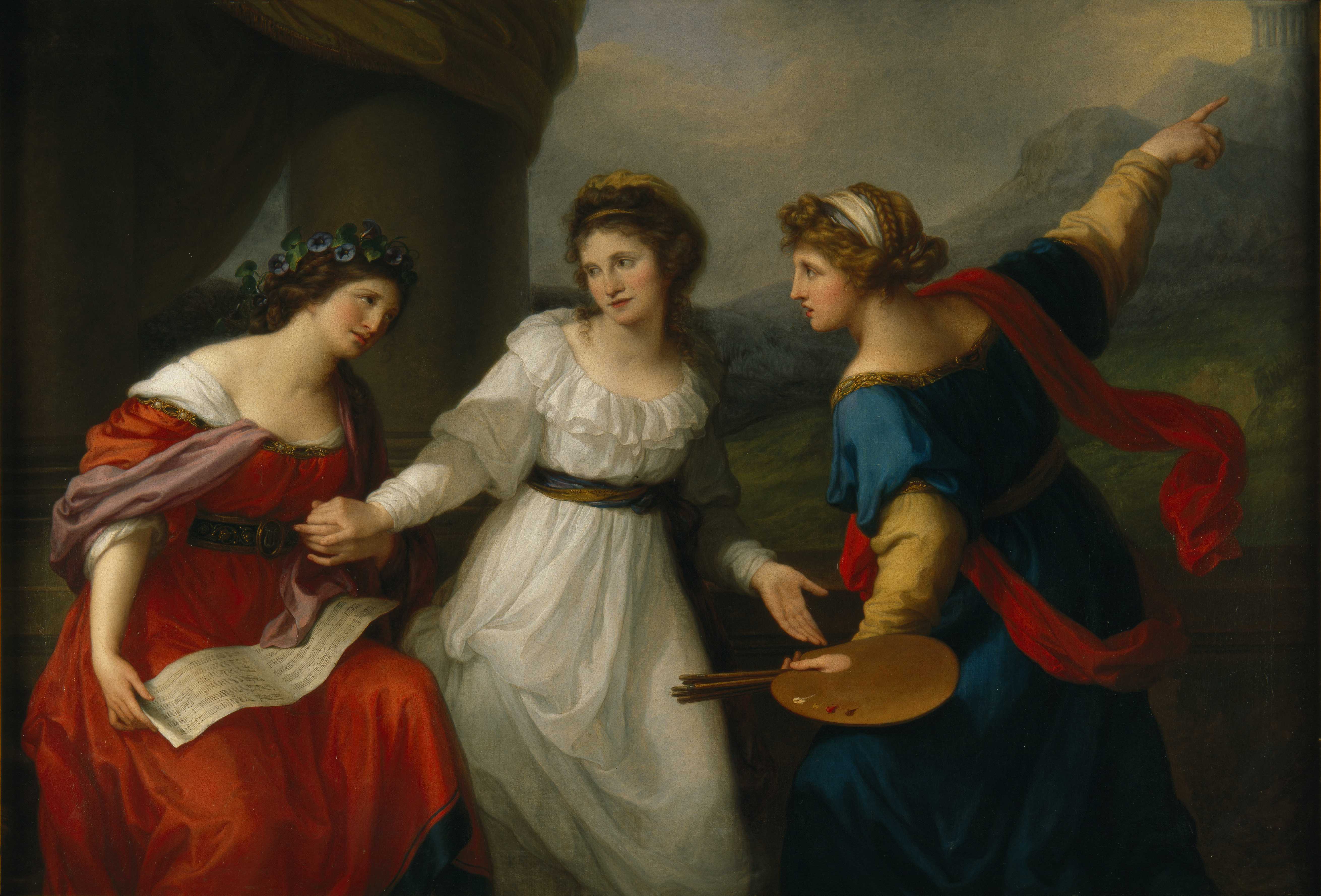 Angelica Kauffman, Self-portrait of the Artist hesitating between the Arts of Music and Painting, 1794. Oil on canvas, 147.3 x 215.9 cm. Nostell Priory © National Trust Images/John Hammond