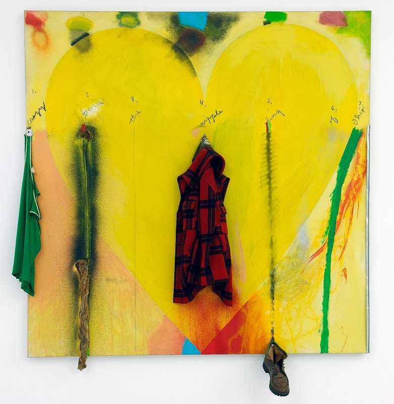 Putney Winter Heart (Crazy Leon), 1971-1972, acrylic on canvas and objects ©Yves Bresson, Musée d’art moderne et contemporain de Saint-Etienne Métropole