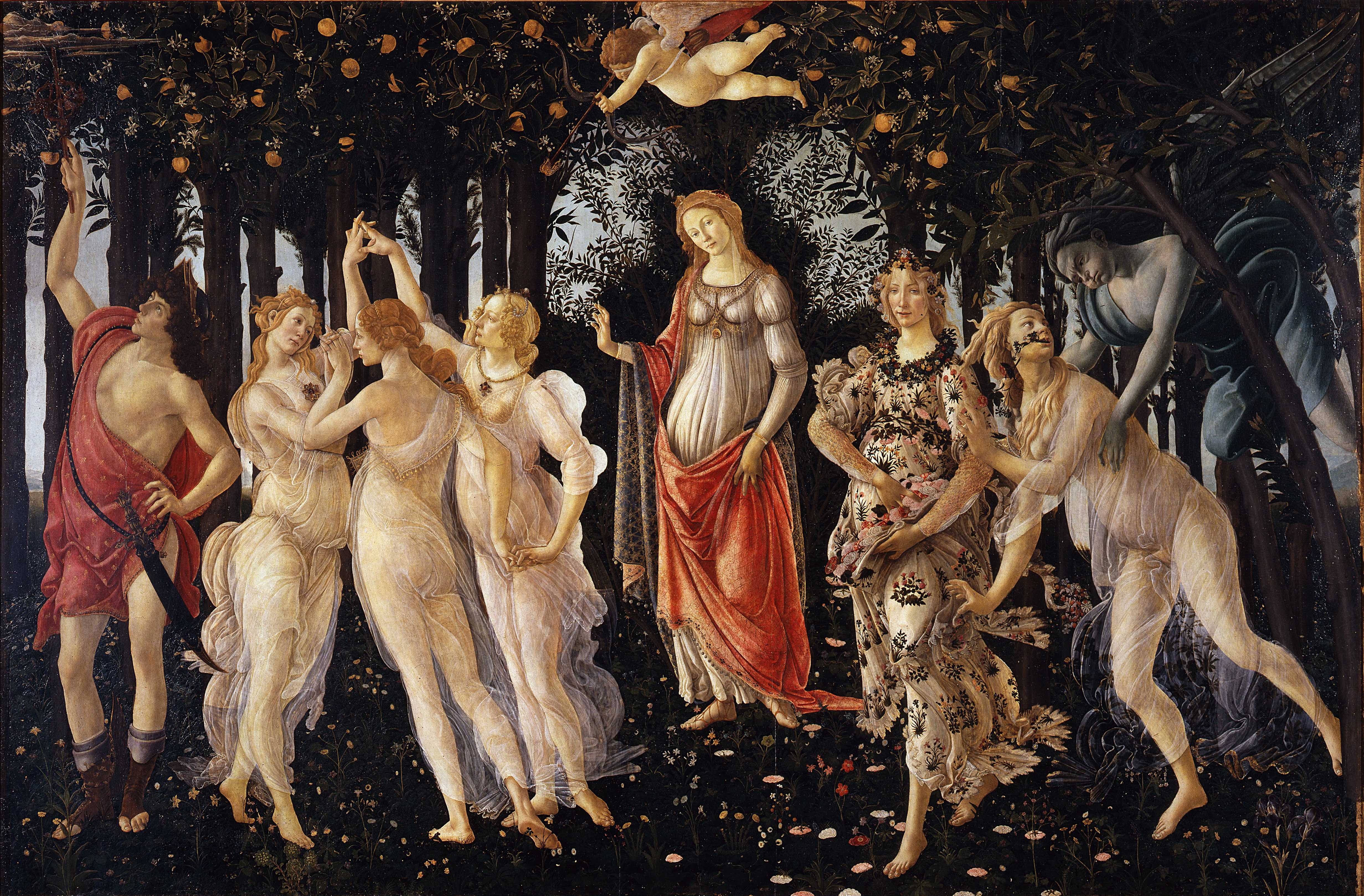 By Sandro Botticelli - http://www.googleartproject.com/collection/uffizi-gallery/artwork/la-primavera-spring-botticelli-filipepi/331460/, Public Domain, https://commons.wikimedia.org/w/index.php?curid=7963136