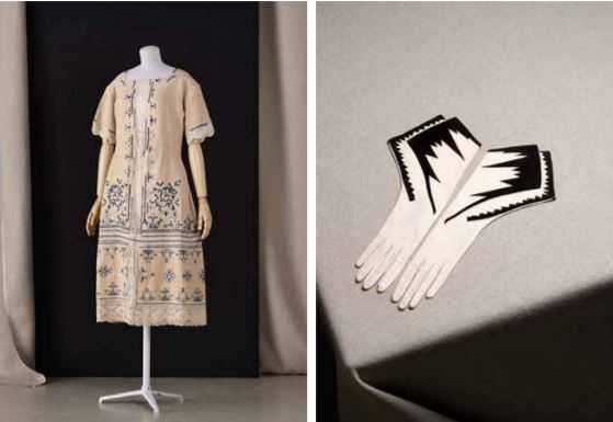 «Honfleur» dress (unlabelled), 1921 Maison Alexandrine, pair of gloves, c.1930 © Stanislas Wolff / Paris Musées, Palais Galliera